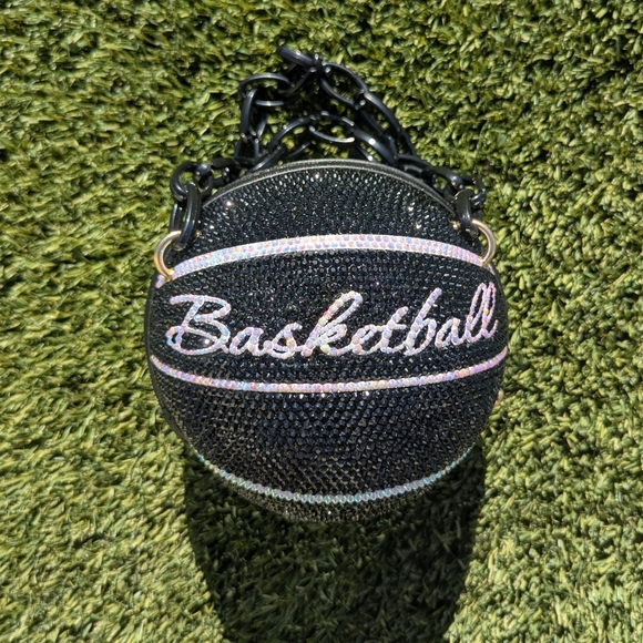 NEW Black Rhinestone Embellished Basketball Design Women's Bag - Picture 3 of 3